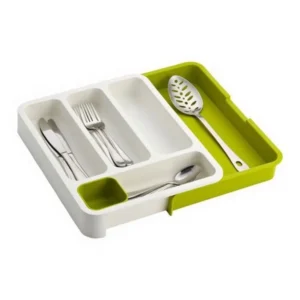 Organizator Extensibil si Multifunctional pentru Tacamuri, 6 compartimente, Alb-Verde Impact Vision®