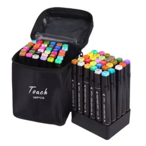 Set 36 de carioci profesionale, Markere multicolore, Cu cerneala pe baza de alcool, Varf dublu, Impact Vision®