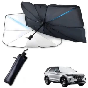 Parasolar Auto pentru Parbriz Tip Umbrela – Protectie UV, Pliabil, Usor de Depozitat , Negru-Argintiu, Impact Vision®