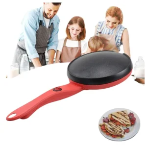 Tigaie Electrica pentru Clatite, 20 cm, 600W, Suprafata Antiaderenta, Rosu/Negru , Impact Vision®
